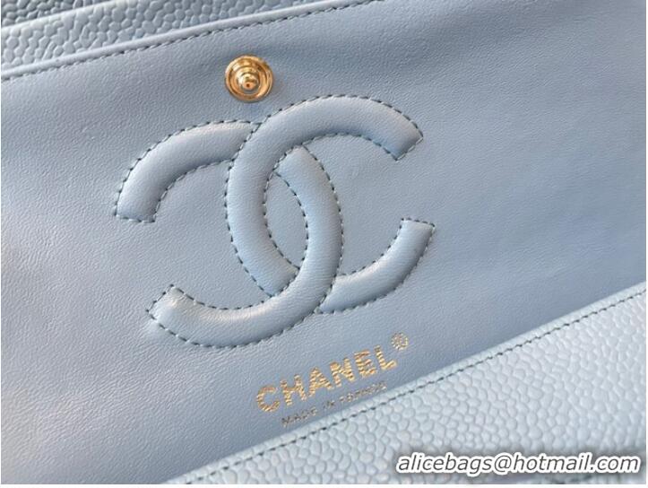 Inexpensive Chanel classic handbag Grained Calfskin&silver Metal 01112 sky blue