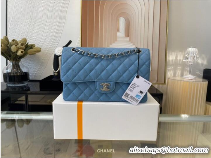 Inexpensive Chanel classic handbag Grained Calfskin&silver Metal 01112 sky blue