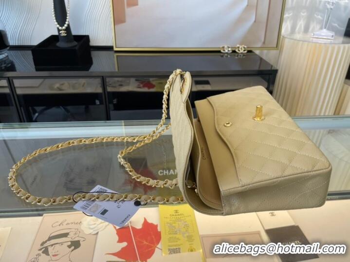 Good Product Chanel classic handbag Grained Calfskin&gold Metal 01112 apricot