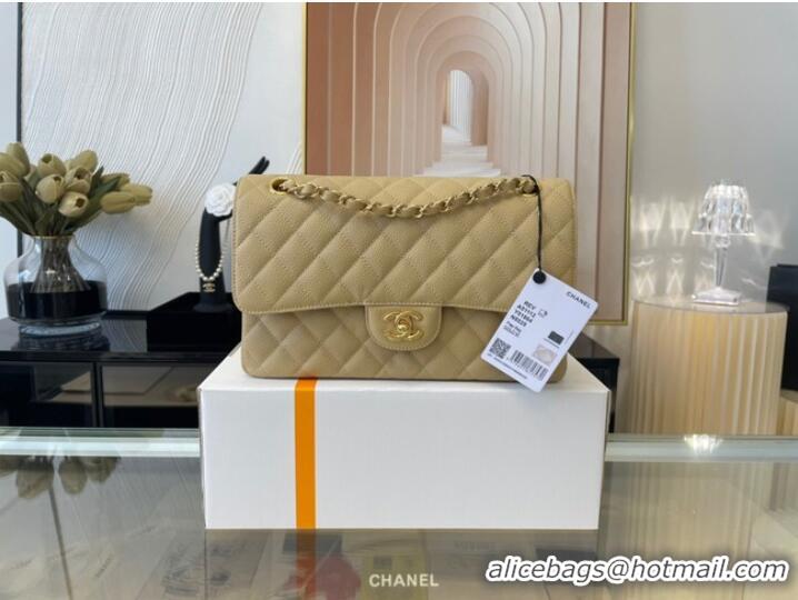 Good Product Chanel classic handbag Grained Calfskin&gold Metal 01112 apricot