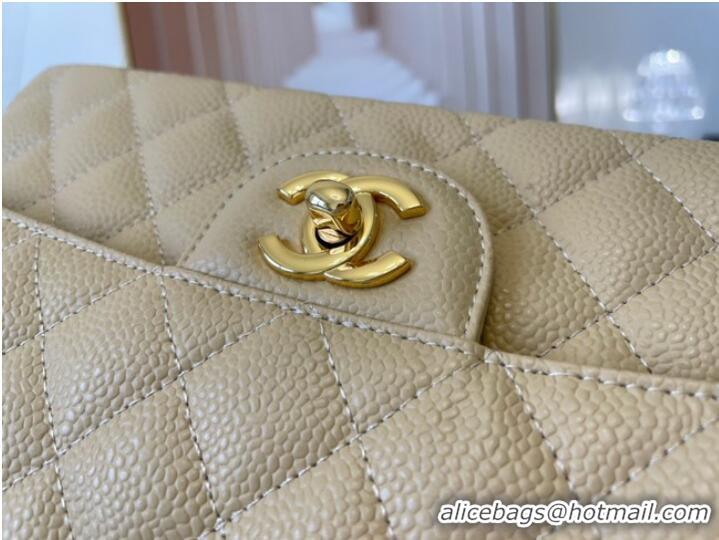 Good Product Chanel classic handbag Grained Calfskin&gold Metal 01112 apricot