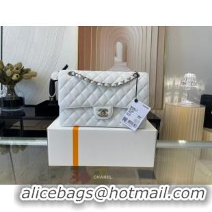 Grade Quality handbag Grained Calfskin&silver Metal 01112 white