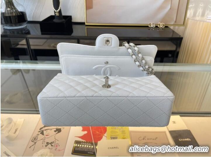 Grade Quality handbag Grained Calfskin&silver Metal 01112 white