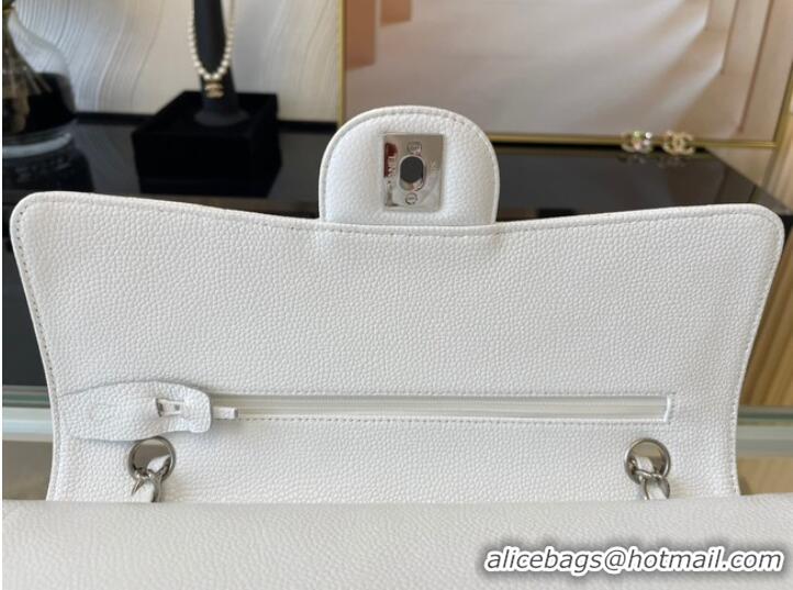 Grade Quality handbag Grained Calfskin&silver Metal 01112 white