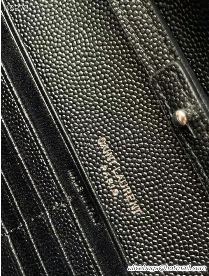 Fashion SAINT LAURENT MONOGRAM CHAIN WALLET IN MIX MATELASSE GRAIN DE POUDRE EMBOSSED LEATHER 620280 BLACK&SILVER