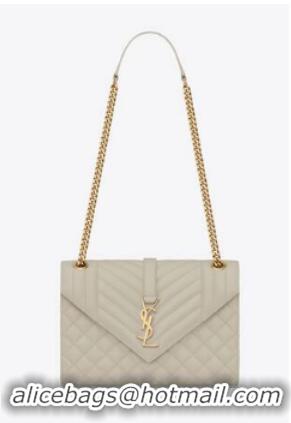 Cheap SAINT LAURENT ENVELOPE MEDIUM BAG IN MIX MATELASSe GRAIN DE POUDRE EMBOSSED LEATHER 600185 BLANC VINTAGE&GOLD