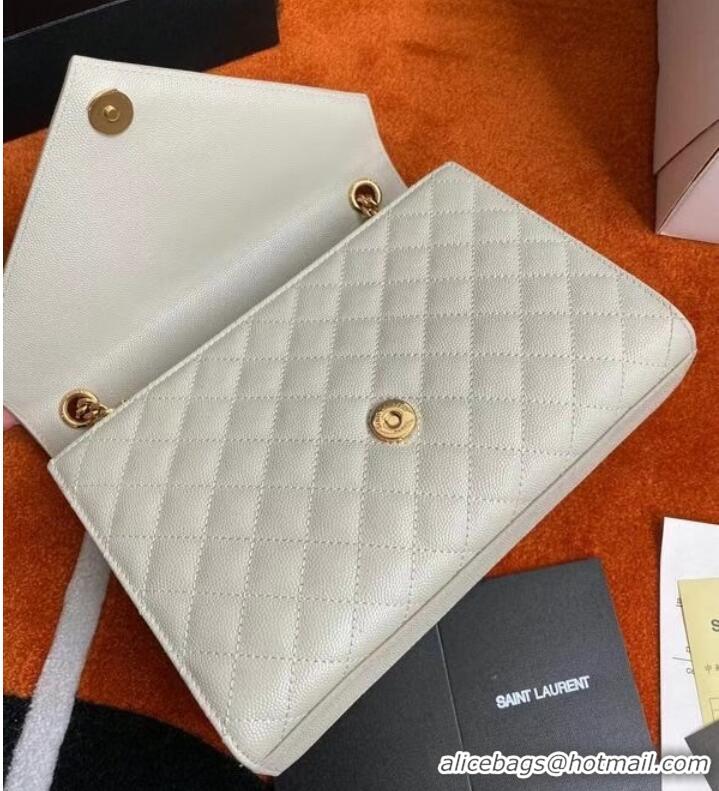 Cheap SAINT LAURENT ENVELOPE MEDIUM BAG IN MIX MATELASSe GRAIN DE POUDRE EMBOSSED LEATHER 600185 BLANC VINTAGE&GOLD