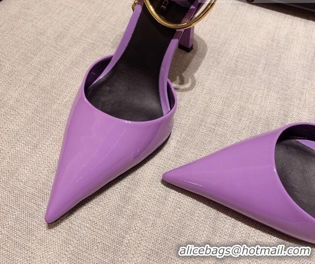 Discount Versace Glazed Calfskin Pumps 11cm Purple 031915