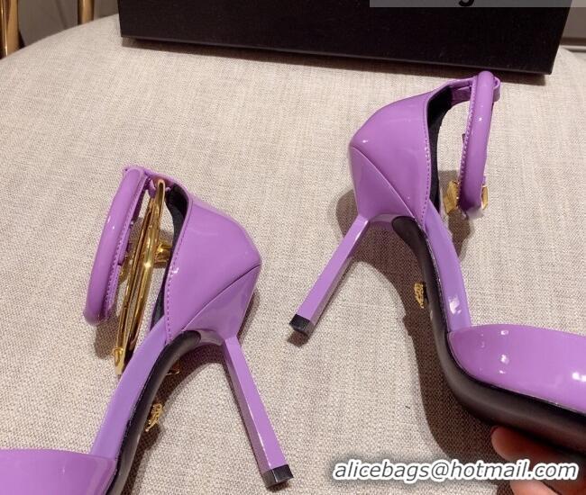 Discount Versace Glazed Calfskin Pumps 11cm Purple 031915