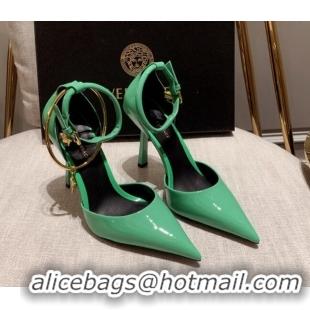 Grade Quality Versace Glazed Calfskin Pumps 11cm Green 031918