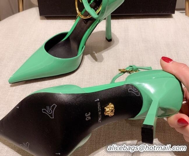 Grade Quality Versace Glazed Calfskin Pumps 11cm Green 031918