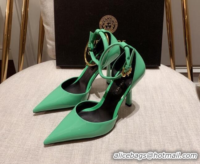 Grade Quality Versace Glazed Calfskin Pumps 11cm Green 031918