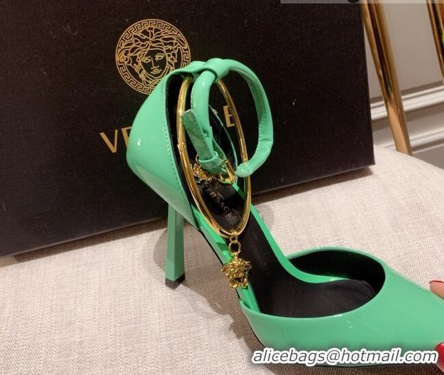 Grade Quality Versace Glazed Calfskin Pumps 11cm Green 031918