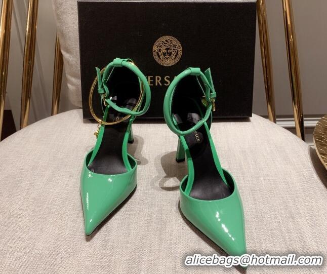 Grade Quality Versace Glazed Calfskin Pumps 11cm Green 031918