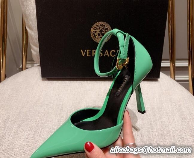 Grade Quality Versace Glazed Calfskin Pumps 11cm Green 031918