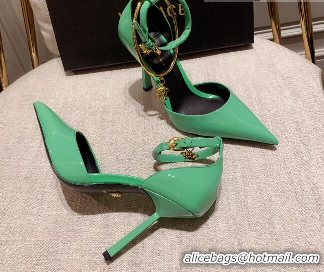 Grade Quality Versace Glazed Calfskin Pumps 11cm Green 031918