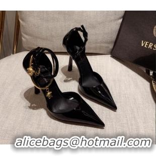 Trendy Design Versace Glazed Calfskin Pumps 11cm Black 031919