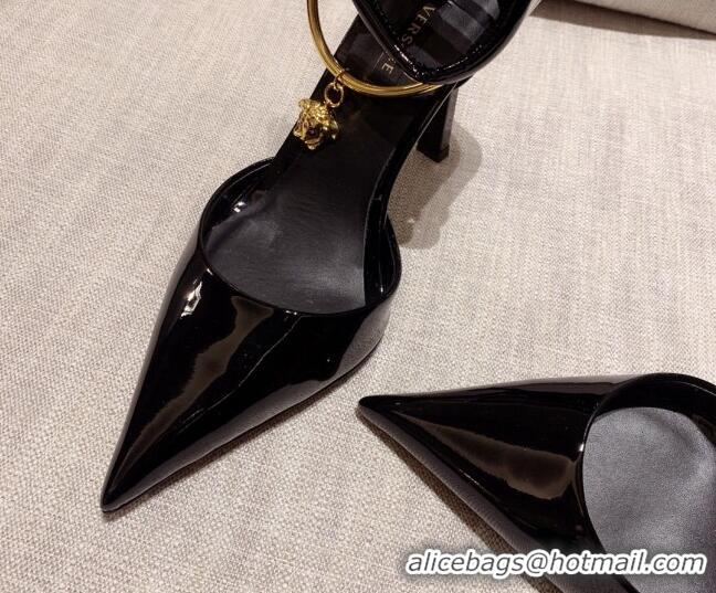 Trendy Design Versace Glazed Calfskin Pumps 11cm Black 031919