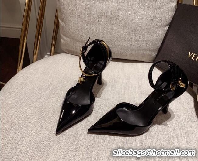 Trendy Design Versace Glazed Calfskin Pumps 11cm Black 031919