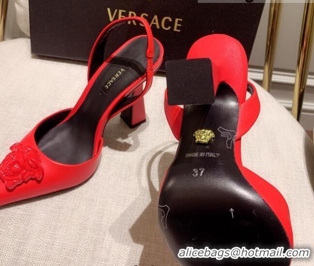 Luxury Versace Leather Slingback Pumps 11cm Red 031926