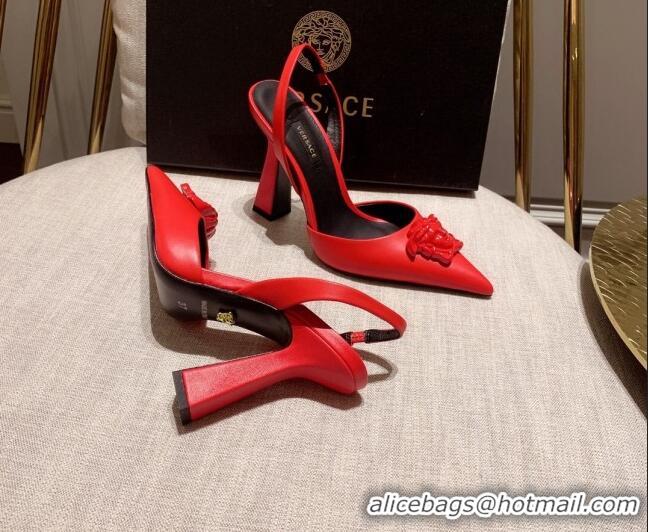 Luxury Versace Leather Slingback Pumps 11cm Red 031926