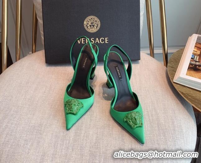 Lowest Price Versace Silk Slingback Pumps 11cm Green 031931