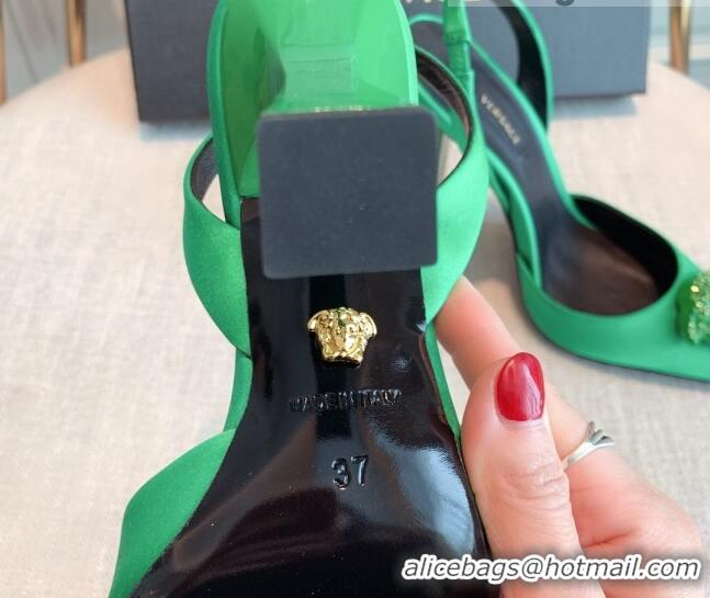 Lowest Price Versace Silk Slingback Pumps 11cm Green 031931