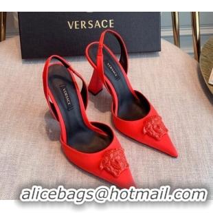 Sophisticated Versace Silk Slingback Pumps 11cm Red 031934