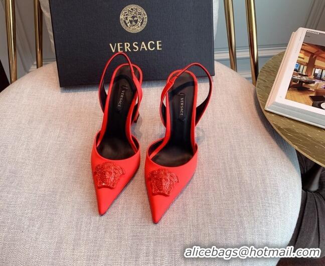 Sophisticated Versace Silk Slingback Pumps 11cm Red 031934