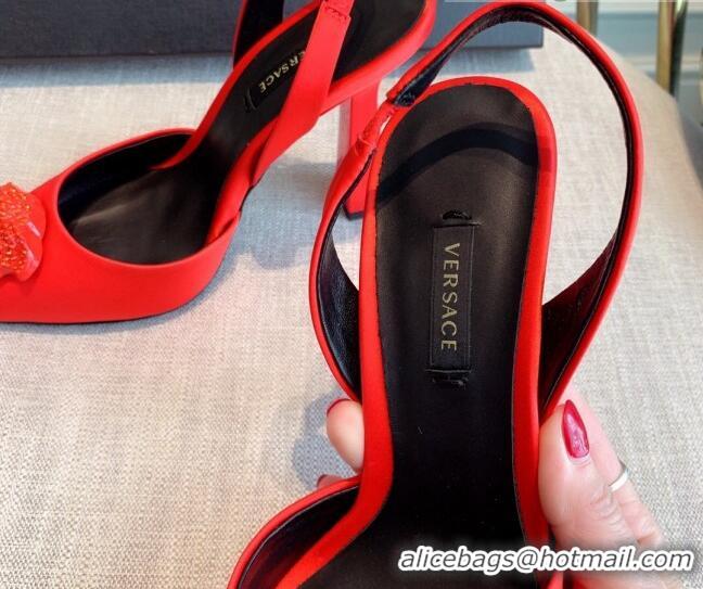 Sophisticated Versace Silk Slingback Pumps 11cm Red 031934