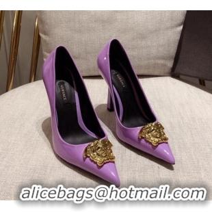 Purchase Versace Glazed Leather Pumps 11cm Purple 031938