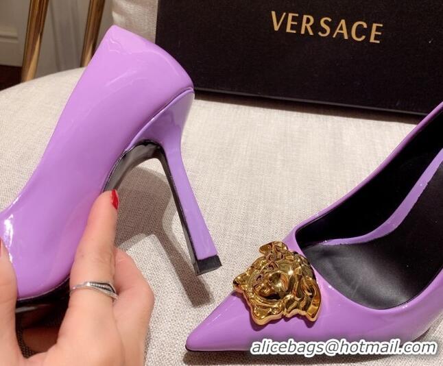 Purchase Versace Glazed Leather Pumps 11cm Purple 031938