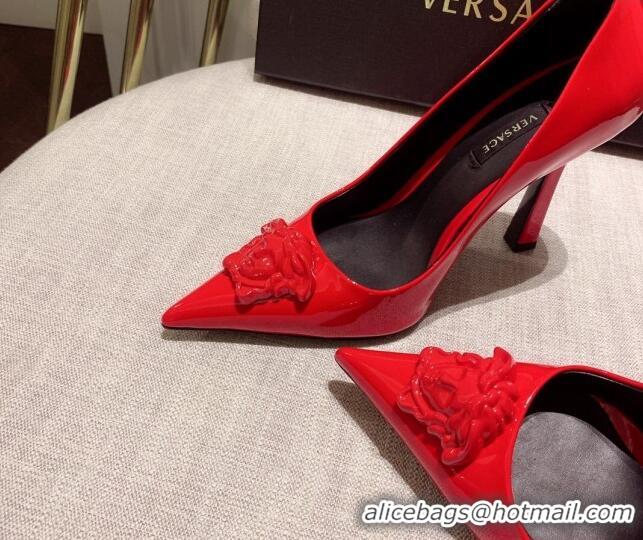 Top Grade Versace Glazed Leather Pumps 11cm Red 031940