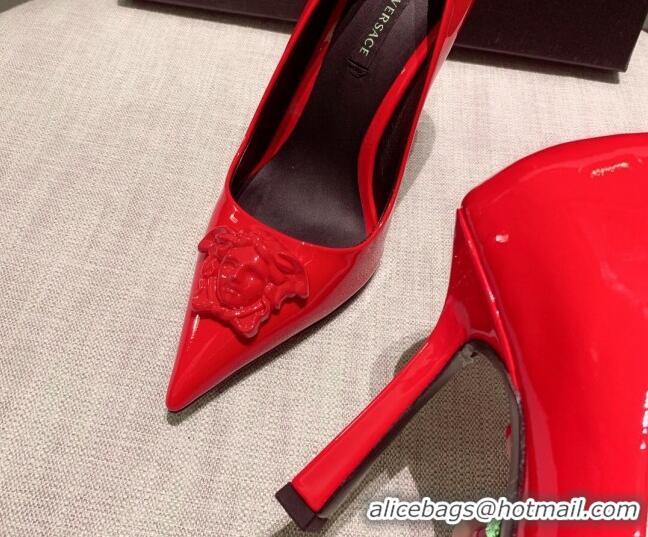 Top Grade Versace Glazed Leather Pumps 11cm Red 031940