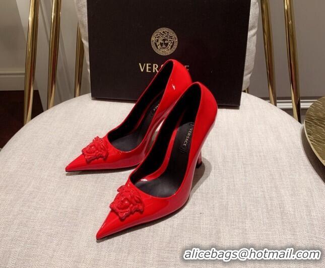 Top Grade Versace Glazed Leather Pumps 11cm Red 031940