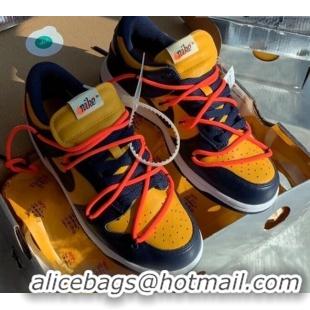 Top Design Nike x Off- Dunk Low Sneakers Yellow/Navy Blue 051044