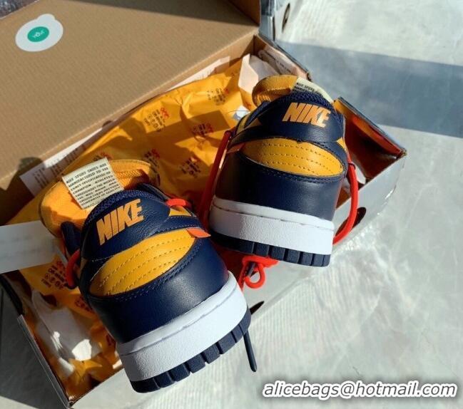 Top Design Nike x Off- Dunk Low Sneakers Yellow/Navy Blue 051044