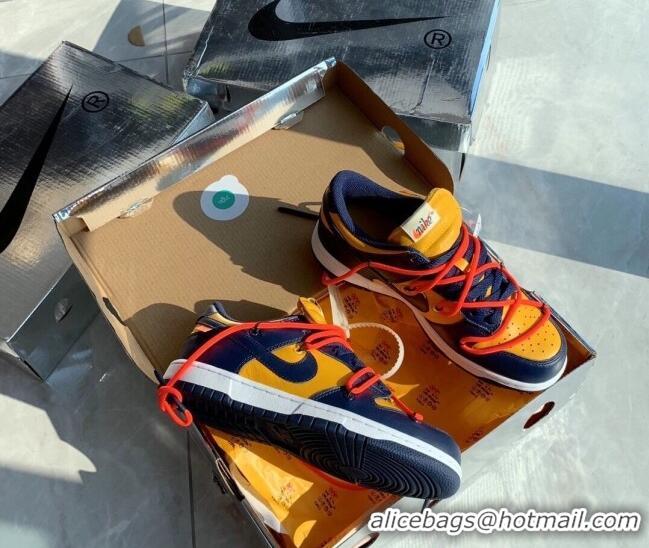 Top Design Nike x Off- Dunk Low Sneakers Yellow/Navy Blue 051044