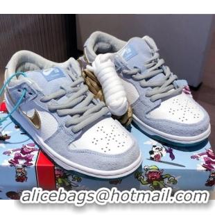 Best Price Nike x SB Dunk Calfskin and Suede Low Sneakers 051048 White/Blue