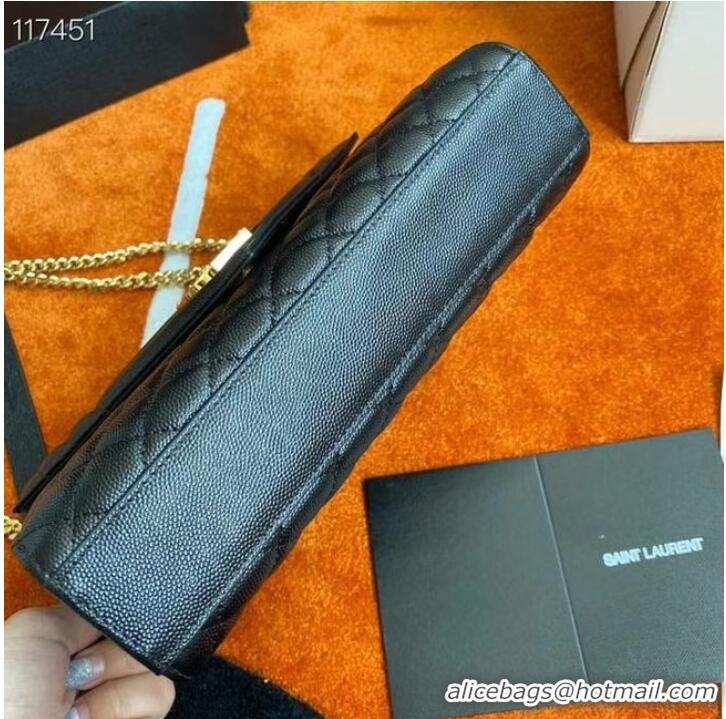 Reasonable Price SAINT LAURENT ENVELOPE MEDIUM BAG IN MIX MATELASSe GRAIN DE POUDRE EMBOSSED LEATHER 600185 BLACK&GOLD