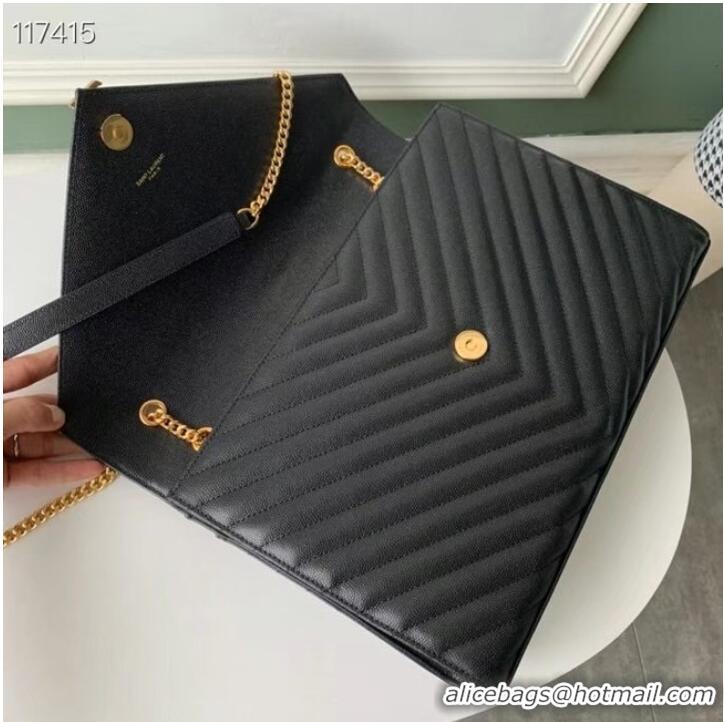 Good Product SAINT LAURENT ENVELOPE LARGE BAG IN MIX MATELASSE GRAIN DE POUDRE EMBOSSED LEATHER 600166 BLACK