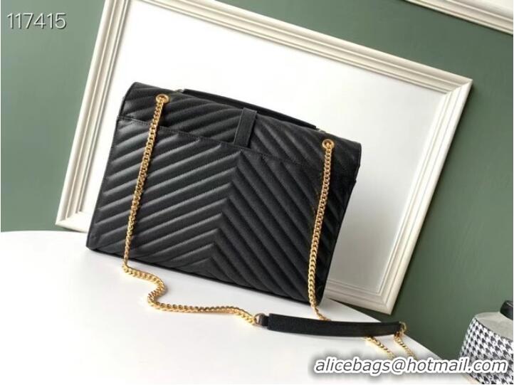 Good Product SAINT LAURENT ENVELOPE LARGE BAG IN MIX MATELASSE GRAIN DE POUDRE EMBOSSED LEATHER 600166 BLACK