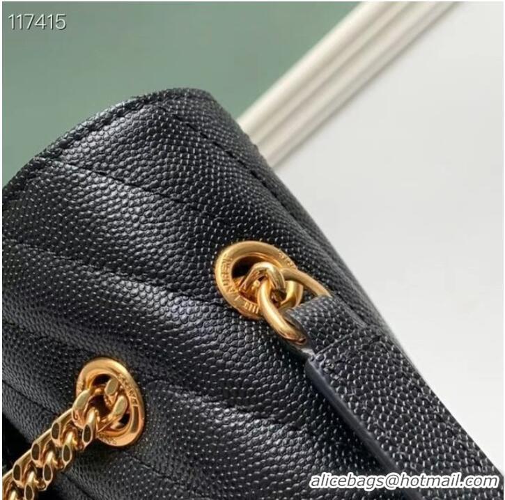 Good Product SAINT LAURENT ENVELOPE LARGE BAG IN MIX MATELASSE GRAIN DE POUDRE EMBOSSED LEATHER 600166 BLACK