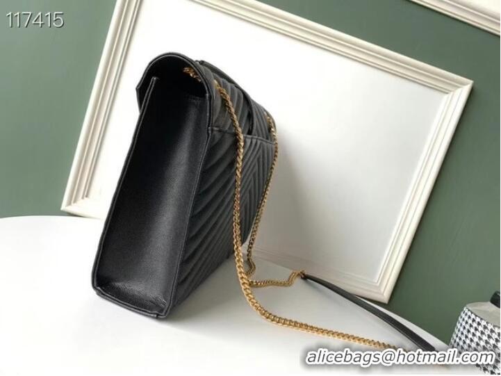 Good Product SAINT LAURENT ENVELOPE LARGE BAG IN MIX MATELASSE GRAIN DE POUDRE EMBOSSED LEATHER 600166 BLACK