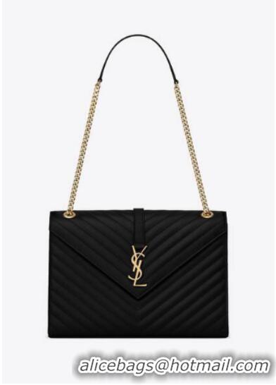 Good Product SAINT LAURENT ENVELOPE LARGE BAG IN MIX MATELASSE GRAIN DE POUDRE EMBOSSED LEATHER 600166 BLACK