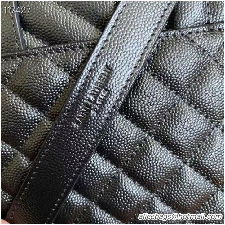 Specials SAINT LAURENT MONOGRAM CHAIN WALLET IN MIX MATELASSE GRAIN DE POUDRE EMBOSSED LEATHER 526286 BLACK&SILVER