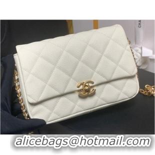 Top Quality Chanel Grained Calfskin Shoulder Bag AS3103 white