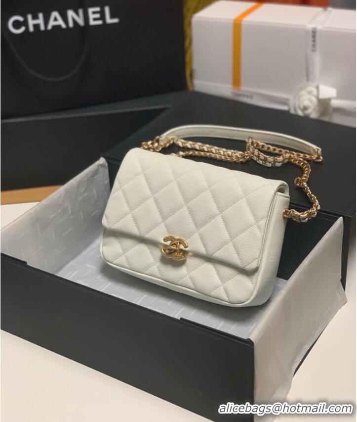 Top Quality Chanel Grained Calfskin Shoulder Bag AS3103 white