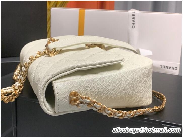 Top Quality Chanel Grained Calfskin Shoulder Bag AS3103 white