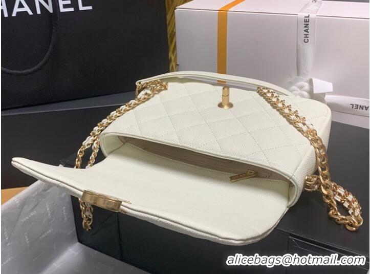 Top Quality Chanel Grained Calfskin Shoulder Bag AS3103 white